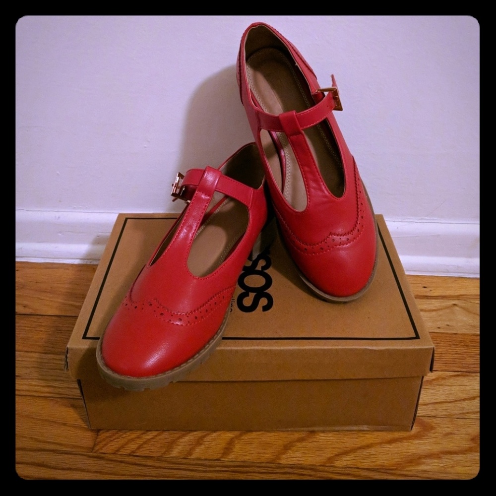 ASOS Chunky Red Mary Janes